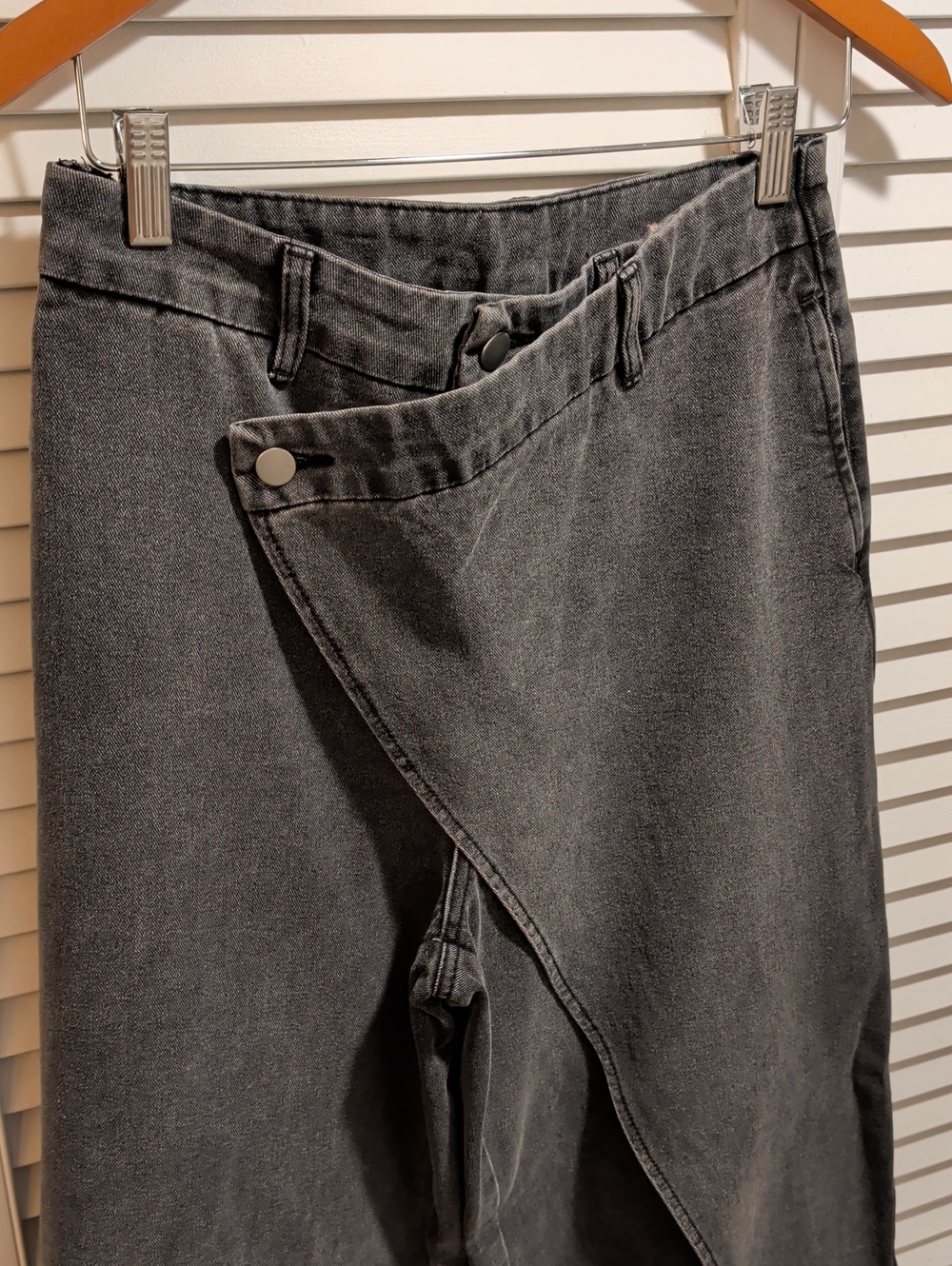 Women's Black Asymmetric Wrap Jeans